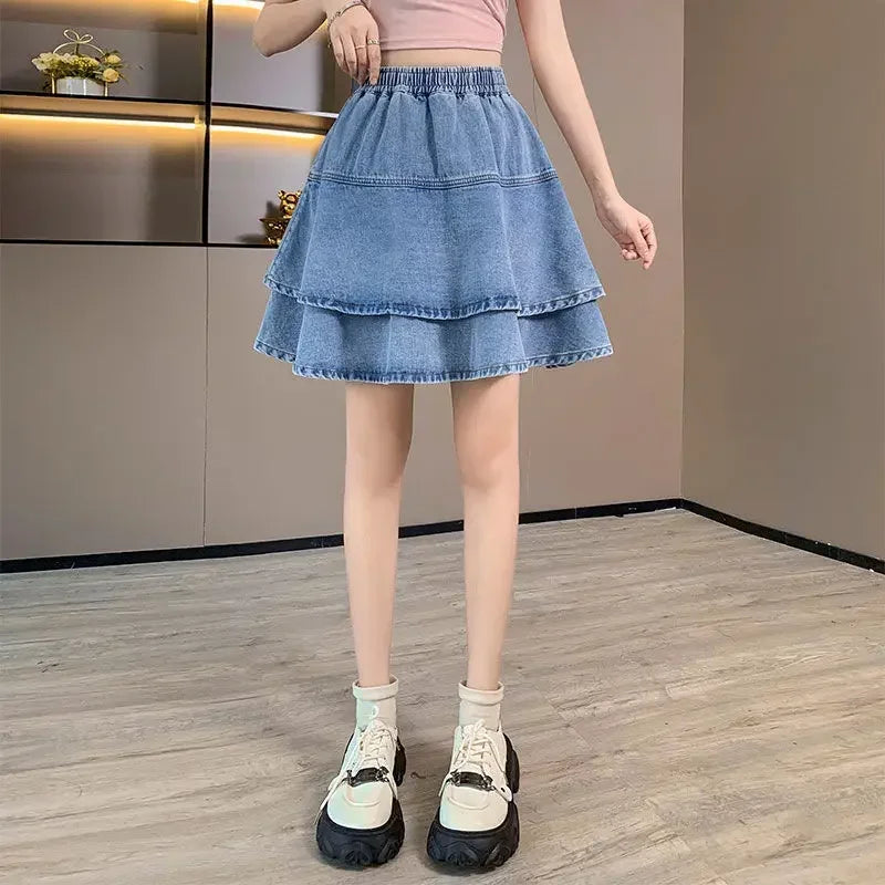 Zwiewna spódnica midi denim