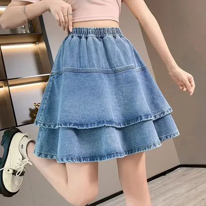 Zwiewna spódnica midi denim